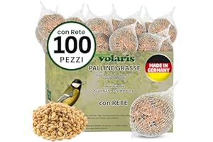 Eggersmann Volaris Palla di grasso per uccelli - 100 pezzi con rete 9 kg - Alimentazione tutto l'anno per uccelli selvatici e altri - Giardino & Esterno