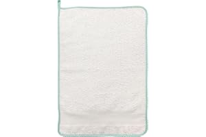 Panini Tessuti, ASCIUGAMANO di SPUGNA in 100% COTONE per bimbo/a con occhiello, bordo colorato a quadretti e tela aida per poter ricamare il proprio nome