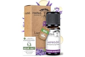 ‎ROOTED. rooted.® BIO Lavendelöl 10ml [100% NATURREIN] - Echter Lavendel - Lavandula angustifolia - Ätherisches Öl für Aromatherapie, Duftlampe, Diffusoren, Raumduft, Duftkerzen und -Seifen