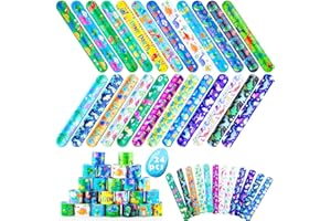 Seamart Schnapparmband 24 Stück Bunte Slap Armbänder Kindergeburtstag Gastgeschenke Party Slap Bracelet für Mädchen Jungen (Dinosaurier)