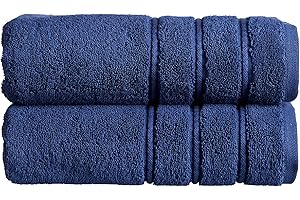Christy Antalya Large Bath Towels | Set of 2 | 100% Turkish Cotton | 600GSM | Soft Plush Luxury Towel Set | 70cm x 125cm | Quick Dry | Denim Blue