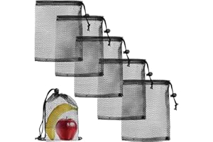 GMENTS 5Pcs Small Mesh Net Bags Black Drawstring Mesh Bag Mini Nylon Net Organizer Storage Bag with Cord Lock Closure Sack for Beach Swimming Pool Kitchen Home Small Items Toys Gifts 5.9 X 7.8 Inch