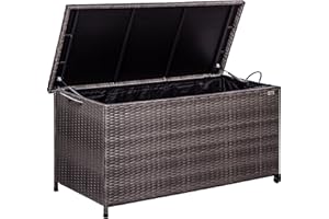 STILISTA Baule da Giardino Polyrattan, 122 x 62 x 56 cm, Impermeabile, Cassapanca, Multibox, 4 Colori - Portaoggetti, Baule, Box da Esterno, Giardino
