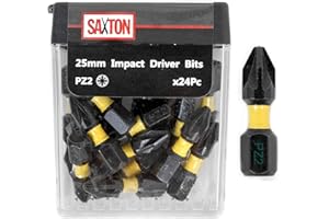 SAXTON BLADES Saxton 24x PZ2-25mm Impact Duty Pozi-Drive Screwdriver Drill Driver Bits Sets Tic Tac Box Compatible with Dewalt Milwaukee Bosch