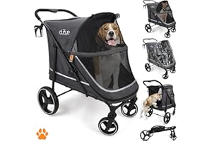 MY DUQUE DUQUE Poussette CHAMP - Poussette Voyage pour Animaux | Pliable avec Housse de Pluie, Porte-Gobelet et Rangement Intérieur, 50 kg - Gris Chien