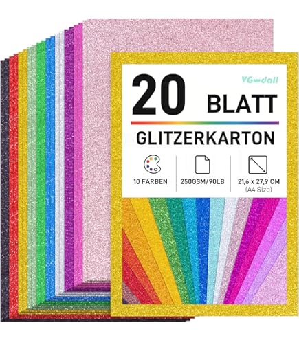 Papier cartonné pailleté A4 Vert mai lot de 10 feuilles - Rayher