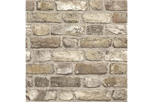 Grandeco Vintage Brick Neutral Wallpaper A28904 - Paste The Wall Faux Stone Wall