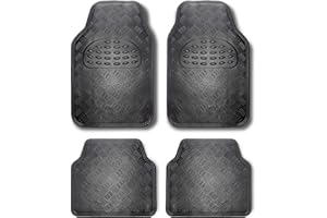 Bccorona ALF10130 Tapis en Caoutchouc Aluminium Carbone, Gris, Set de 4