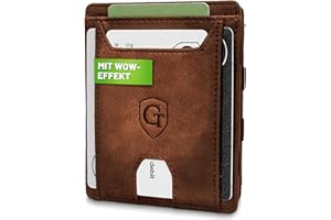 GENTO DESIGN GERMANY GenTo® FLAPLET II Portfel dla mężczyzn i kobiet, certyfikat TÜV, magiczny portfel z przegródką na monety, w zestawie pudełko na prezent, inteligentna portmonetka, ciemnobrązowy – miękki., Mit großem Münzfach, Nowoczesny