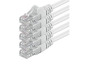 1aTTack.de 89636 5x 3m White Cavo di rete Cat6 Cat 6 Ethernet LAN 1000 Mbit/s RJ45