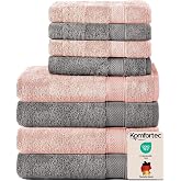Komfortec 8 Piece Towel Set | 4 Bath Towels 70 x 140 cm and 4 Towels 50 x 100 cm, 100% Cotton, Soft and Highly Absorbent, OEK