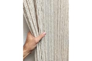 MadeInNature Tenda da porta in cotone poliestere con corda intrecciata di alta qualità, per interni ed esterni, larghezza 90 cm x lunghezza 200 cm, diversi modelli a scelta (Ecru 94 fili)