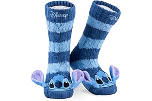 Disney Calcetines de Estar por Casa Mujer Talla 35-41, Calcetines Zapatillas Mujer, Calcetines Antideslizante Stitch Mickey Minnie