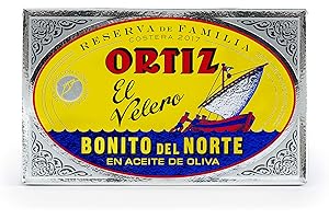 Ortiz Family Reserve Weißer Thunfisch in Olivenöl, 10 Stück, Bonito del Norte Reserva de Familia Import aus Spanien, Wild gefangen, 100 % natürlich, Premium-Fische in 112 g Dose (10)