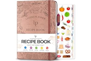 LEGEND PLANNER Legend Recipe Book – Blank Family Cookbook to Write In Your Own Recipes – Empty Cooking Journal – Personalized Cooking Notebook, Hardcover, A5-Sized, 58 Recipes In Total - Rose Gold