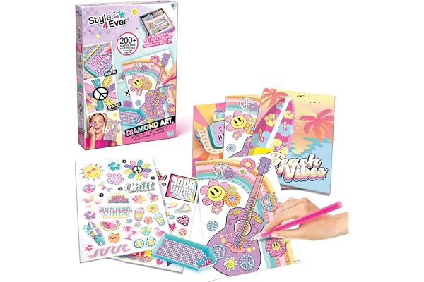 Canal Toys Kit de Diamant'Art avec 200+ Accessoires et 1000+ Strass - Compatible avec Diamond Art LED Case - Inclut Crayon, Barquette, Posters et Pots de Rangement