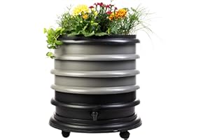WORMbox | Vermicompostador Compostera 3 bandejas Gris + Jardinera | 48 litros | Composta residuos orgánicos, lombrices producen Humus de Lombriz