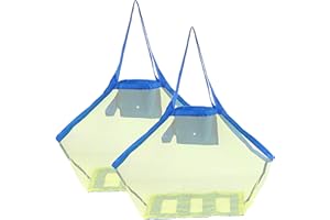 HONGXIN-SHOP Maglia Borsa da Spiaggia in Rete Grande Portatile Borsa Sacchetto Rete Pieghevole Leggero Borsa di Stoccaggio per Riporvi Spiaggia Giocattoli da Bambino (Verde Rete) 2 Pezzi