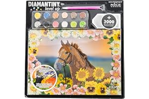 DIAMANTINY 96207 Level Up - Nice Group Creative Art, Diamond Painting Kit crea il mosaico, WILD, Cavallo Marrone, Multicolore
