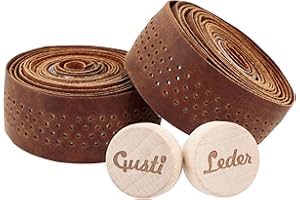 Gusti ruban pour guidon de bicyclette cuir - liège 200 cm Fausto C. Guidoline pour poignée de bicyclette cuir accessoires vélo de course brun clair