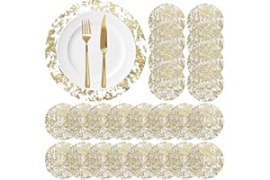YUNHENTONG Maglia Sottile Tovagliette Rotonde Oro, 24 Pezzi 13-Pollici Set Tovaglietta Griglia in Lamina D'oro Grazia Sottopiatti Rotondi per Ristorante Occidentale, Feste di Matrimonio, Cene di Famiglia (A)