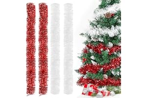 BLUELVES Wieniec choinkowy, 4 sztuki wianek bożonarodzeniowych, 2M girlandy choinkowe, wieniec bożonarodzeniowy na choinkę, wieniec bożonarodzeniowy na choinkę dekoracja do wnętrz na zewnątrz (czerwony biały)