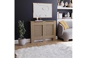 ‎VIDA DESIGNS Vida Designs Milton Heizkörperabdeckung Unfinished - Mittel - Modernes horizontales Lamellendesign für optimale Wärmeverteilung - H82xW111xD19cm - Unlackiertes MDF-Möbel Ideal für Wohnzimmer und Flur