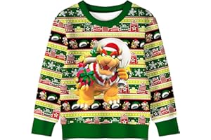 Brigcalki Mario Bowser Hoodies Christmas Pullover Boys Hoodie Sweatshirt Long Sleeve Pyjamas Bowser Mario Boys Hoodies Coat Jacket 4-10 Years