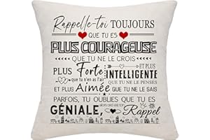 BOMMEX Rappelle-toi Toujours Que Tu ES Plus Courageuse Que Tu Ne Le Crois Que Tu ES Géniale Housses de Coussin pour Femmes Filles Maman Fille Soeur Amis Anniversaire Graduation Cadeau de Noël(Elle)
