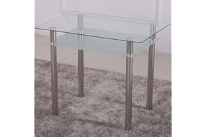 ‎EURO TISCHE Esstisch Glas mit 6mm Sicherheitsglas & Facettenschliff - Glastisch perfekt geeignet als Esszimmertisch/Küchentisch (90x60x75cm, satiniert)