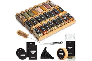 Deco haus® Cajón especiero [CON 24 BOTES DE ESPECIAS Y ETIQUETAS] - cajón para especias - organizador para cajones de especias - Organizador Cocina Cajones - organizador de especias