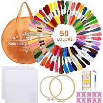 Kit Ricamo Per Principianti YUDAWN | 3 Pezzi Con Telaio Bambù | Impara 30 Punti Diversi | Motivi Floreali - 2