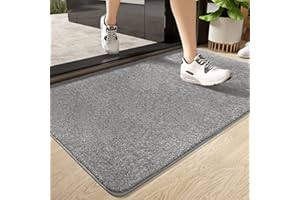 COLOR&GEOMETRY Color G Wycieraczka, mata pochłaniająca brud, antypoślizgowa, chłonna wycieraczka do użytku wewnątrz, nadaje się do prania w pralce, do domu, dla zwierząt domowych, 50 x 80 cm, szara