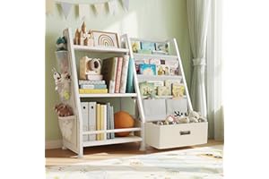 GoTiling Libreria Scaffale Portagiochi per Bambini: Montessori Scaffale a 3 Livelli con Cassetto - Mensole per Libri e Giocattoli per Cameretta