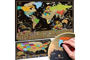 W WANDERLUST MAPS Due mappe da grattare - Mappa del mondo + mappa degli Stati Uniti - mappe da grattare in versione poster deluxe per adulti e bambini - prodotte in Europa.