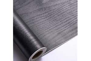 ARTHOME WALL DECOR Arthome Czarny papier Kontaktowy do Drewna, samoprzylepna tapeta wymiarach 30cmx254cm, dekoracyjna folia winylowa do blatów szafek meblowych, łatwa do czyszczenia, usuwalna