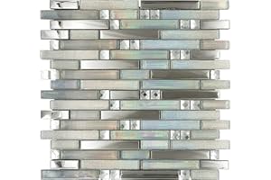 TOTAL LOOK DESIGN TILES AND INTERIORS Linea Diamond Glass Mirror Stripes Mosaic Tiles Sheet for Walls Floors Bathrooms Kitchen (1 Sheet 30cm x 30cm)
