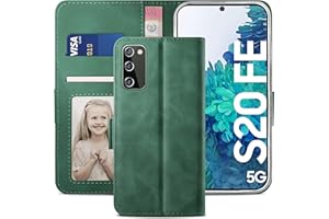 YATWIN Etui do Samsung Galaxy S20 FE Fan Edition, skórzane etui premium PU portfel, [Gniazda na karty] [Magnetyczne zapięcie] Etui z klapką do Samsung Galaxy S20 FE 4G / 5G - Pin Green