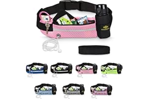 ‎LUCKY HUMANS Lucky Humans Laufgürtel Sport, Joggen & Laufen mit Handy-Tasche Rosa - Damen, Frauen & Mädchen Bauchtasche mit Flaschen & Handy-Halterung - Trinkgürtel Running & Walking Belt - Jogging & Lauf Zubehör