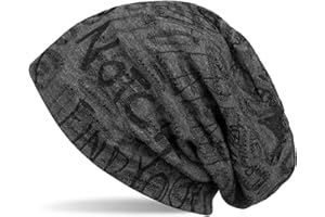 styleBREAKER Cuffia Beanie con Motivo a Scritta dal Look Vintage Destroyed, Slouch longbeanie, Unisex 04024074