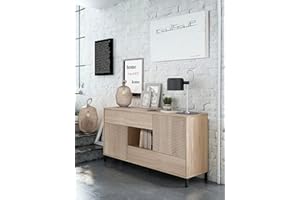 Dmora Credenza Ante e Due cassetti, Colore Rovere, cm 151 x 80 x 41