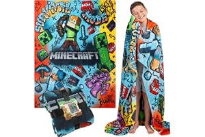 Get Trend Minecraft fleecefilt för barn och vuxna, 130 x 150 cm, mjuk varm pläd, mjuk och lätt resefilt, perfekt för soffa, s