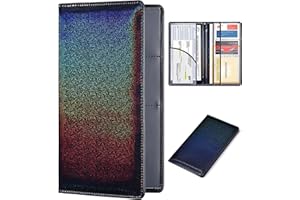 HERRIAT Car Registration and Insurance Card Holder,Glitter Leather Vehicle Glove Box Automobile Documents Paperwork Wallet Case Organizer for ID, Key Contact Information Cards,Men&Women