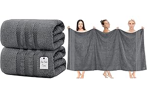 S B 2 X Super Jumbo Bath Sheets (90 x 200 cm) Premium 100% Egyptian Cotton Extra Large Bath Sheet Towel Set Highly Absorbent & Quick Dry Hotel Quality Towels (Charcoal Grey)