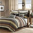 Madison Park Yosemite King/Cal King Size Quilt Bedding Set - Purple Yellow Teal, Striped - 6 Piece Bedding Quilt Coverlets - Cotton Bed Quilts Quilted Coverlet