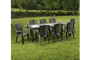 Dmora - Table d'extérieur Susa, Etagère à manger rectangulaire extensible, Table de jardin extensible, 100% Made in Italy, 150x90h72 cm, Anthracite