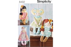 Simplicity Pattern 8402 23" Stuffed Dolls with Clothes, Paper, White, 22 x 15 x 1 cm