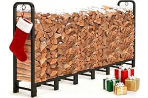 AMAGABELI GARDEN & HOME Amagabeli Firewood Log Rack - Heavy Duty Log Stores Outdoor and Indoor, Large Capacity (244 x 122 x 36cm) Metal Log Storage for Patio, Deck, Garage