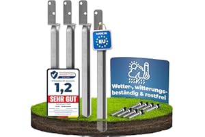 TORFIX Set of 4 Impact Sleeve Swing Ground Anchor Z-Shape Hot-Dip Galvanised Ground Anchor for Wooden Posts Ground Sleeve Post Holder for Swing 50 cm Includes 4 Screws (6 x 8) and Safety Cover Caps