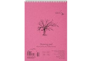 SMLT PB-60TS Authentic Line - Blocco da disegno, formato A4, 120 g/mq, 60 fogli, con perforazione, copertina riciclata e doppia spirale